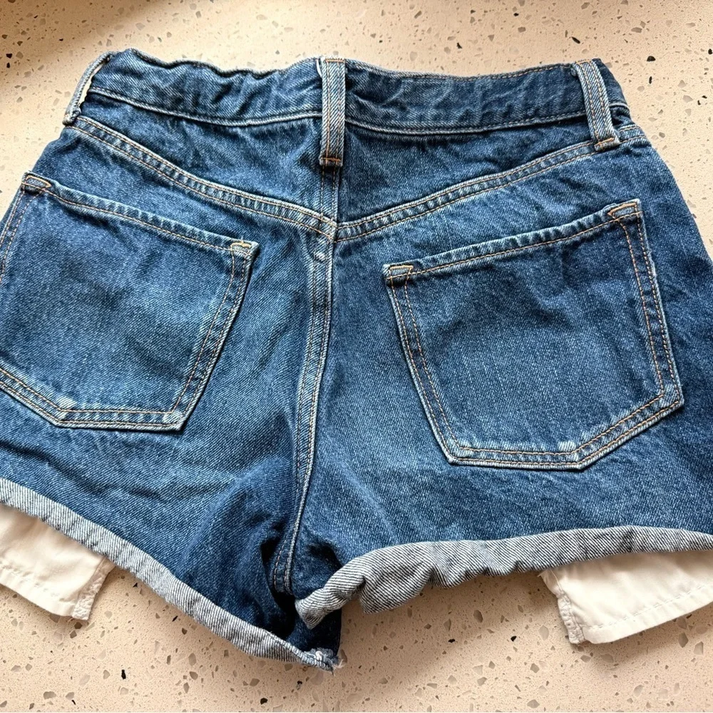 Old Navy Dark Blue Jean Shorts with White Lace Trim